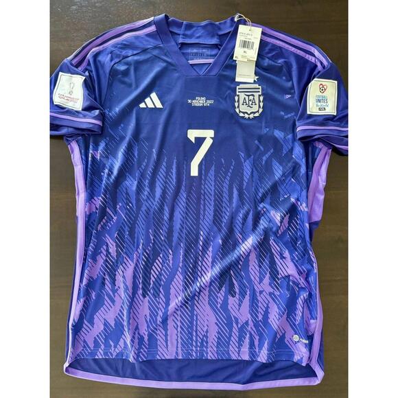 Authentic Adidas Argentina Away Jersey De Paul #7 XXL Qatar...